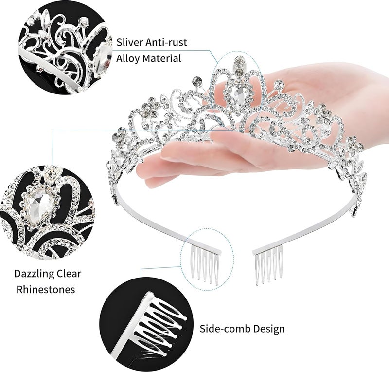 AXX Princess Crown for Women, Crystal Queen Tiaras for Girls Bridal Hair Accessories Gifts for Birthday Wedding Prom, Bridal Party, Pageant, Halloween Christmas Costume - Image 2